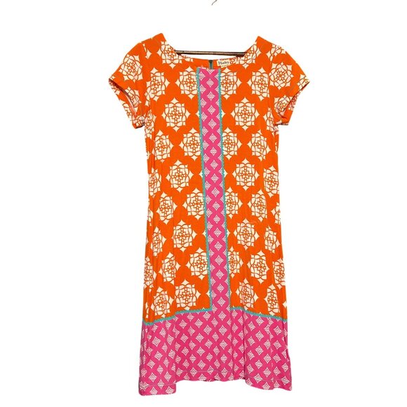 Hatley Floral Droplet Tropics T-Shirt Dress Orange Pink White Small NWT - Picture 6 of 11